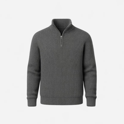 Pull en laine classique à col zippé - Élégance et confort