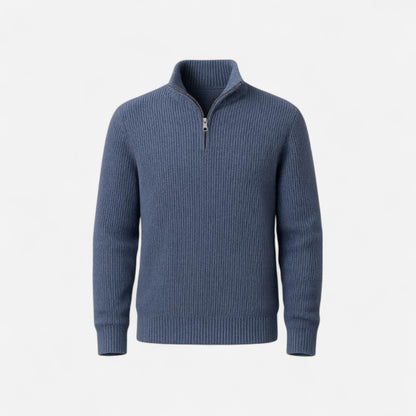 Pull en laine classique à col zippé - Élégance et confort