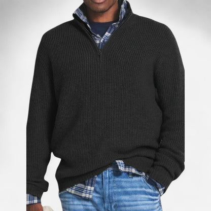 Pull en laine classique à col zippé - Élégance et confort