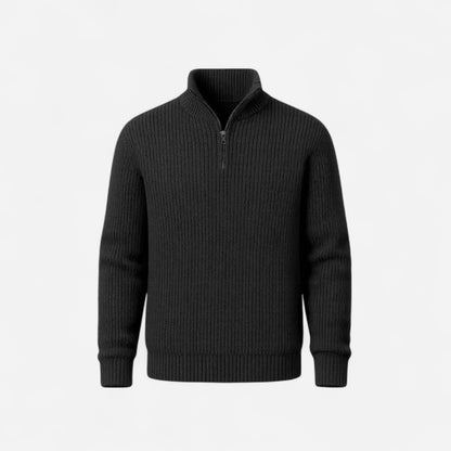 Pull en laine classique à col zippé - Élégance et confort