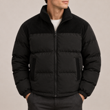 Veste Puffer pour Homme avec Col en Velours et Panneaux Élégants
