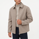 Veste en Laine Mélangée pour Homme avec Col Classique zippée