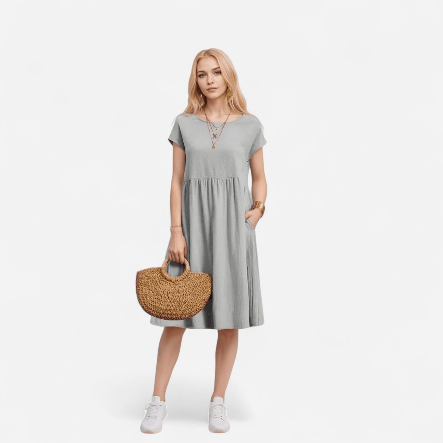 Robe T-Shirt Midi Décontractée - Confort Quotidien & Poches