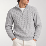 Pull en Maille à Col Zippé pour Homme – Élégance Classique et Confort