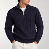 Pull en Maille à Col Zippé pour Homme – Élégance Classique et Confort