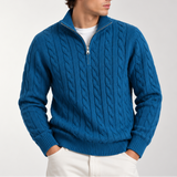 Pull en Maille à Col Zippé pour Homme – Élégance Classique et Confort