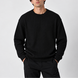 Pull en maille à col rond côtelé pour homme - Sweat à manches longues