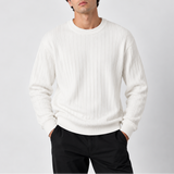 Pull en maille à col rond côtelé pour homme - Sweat à manches longues