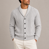 Cardigan en Maille pour Homme avec Col Châle et Boutonnage