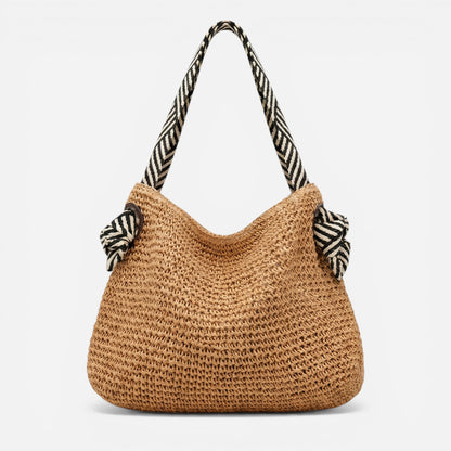 Sac en paille tissé pour femmes avec bandoulière élégante