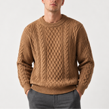 Pull en laine gris pour homme - Pull en tricot à col rond chaud pour l'hiver