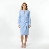 Robe midi élégante pour femmes, manches longues et décolleté en goutte d'eau