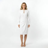 Robe midi élégante pour femmes, manches longues et décolleté en goutte d'eau
