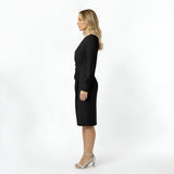 Robe midi élégante pour femmes, manches longues et décolleté en goutte d'eau
