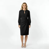 Robe midi élégante pour femmes, manches longues et décolleté en goutte d'eau