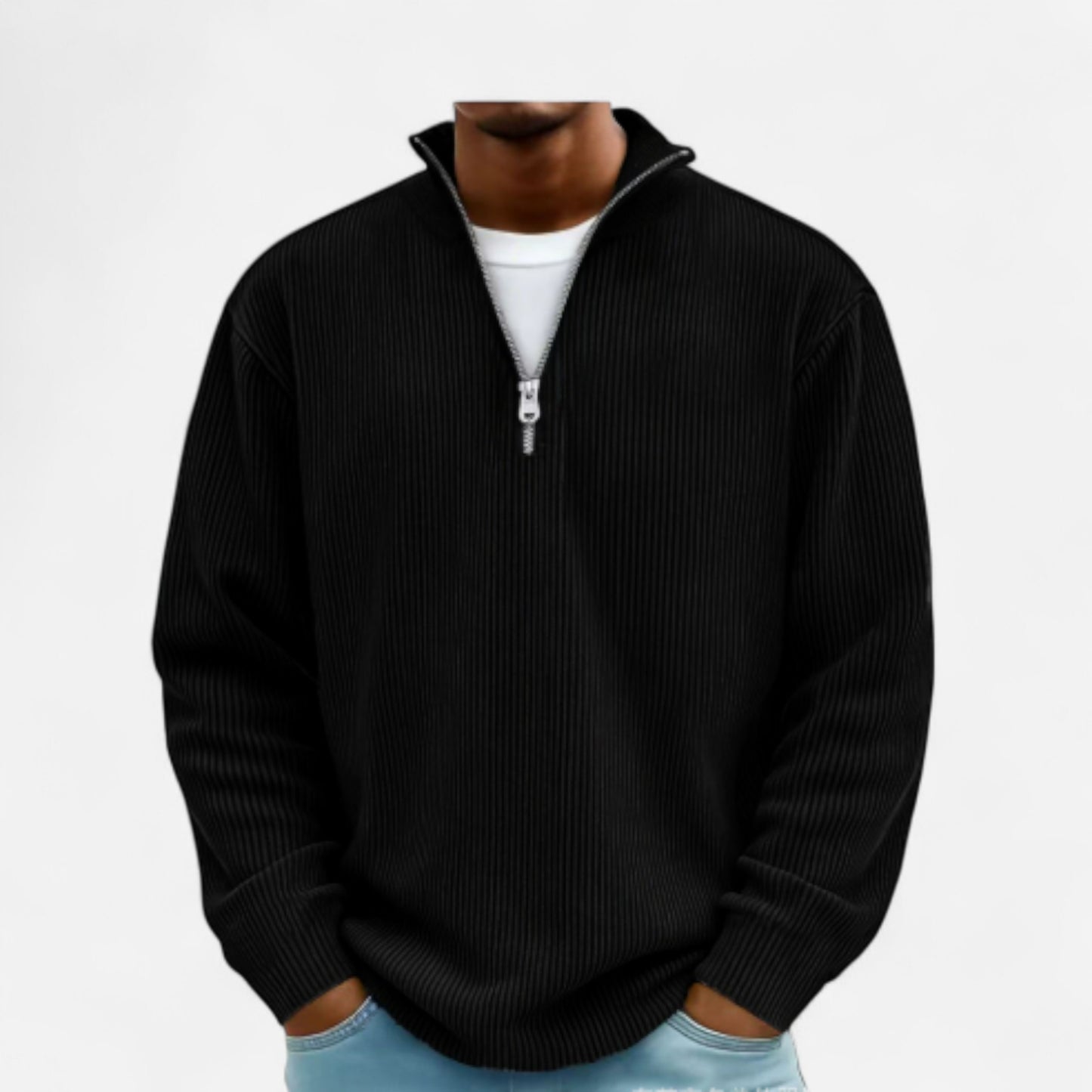 Pull homme en laine mérinos à col zippé - Élégance et confort