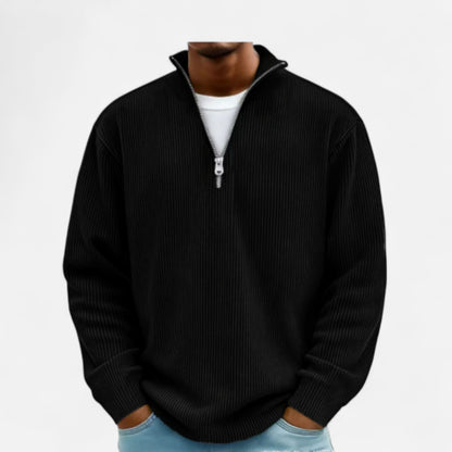 Pull homme en laine mérinos à col zippé - Élégance et confort