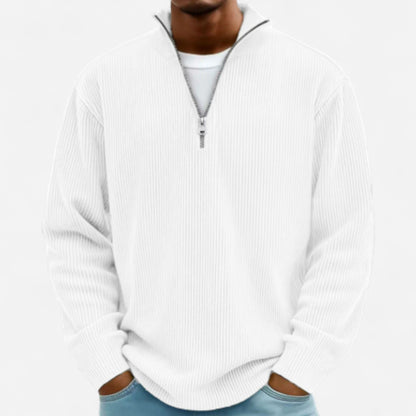 Pull homme en laine mérinos à col zippé - Élégance et confort
