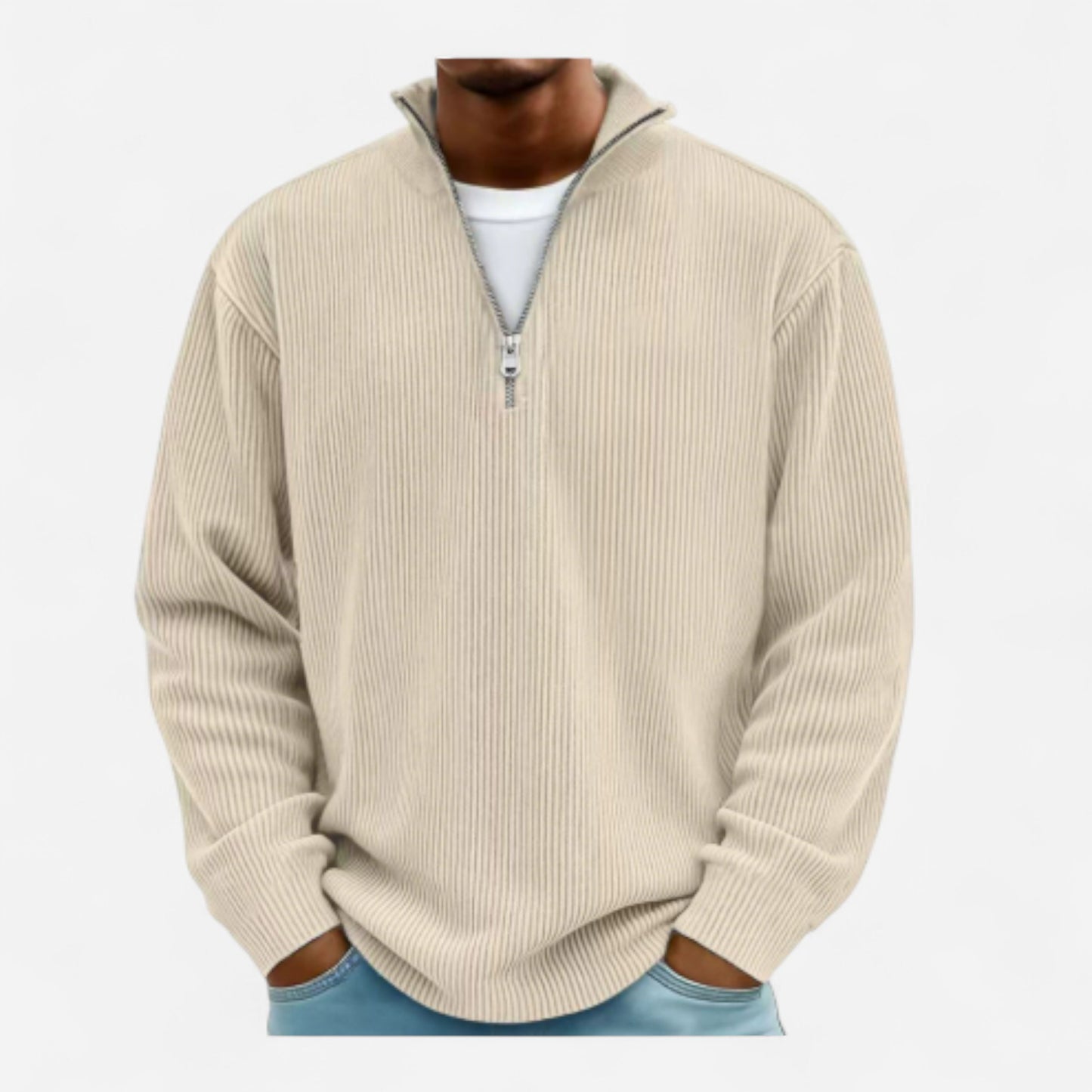 Pull homme en laine mérinos à col zippé - Élégance et confort