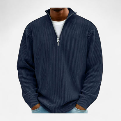 Pull homme en laine mérinos à col zippé - Élégance et confort