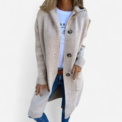 Ursule - Cardigan Long Élégant en Maille pour un Style Raffiné