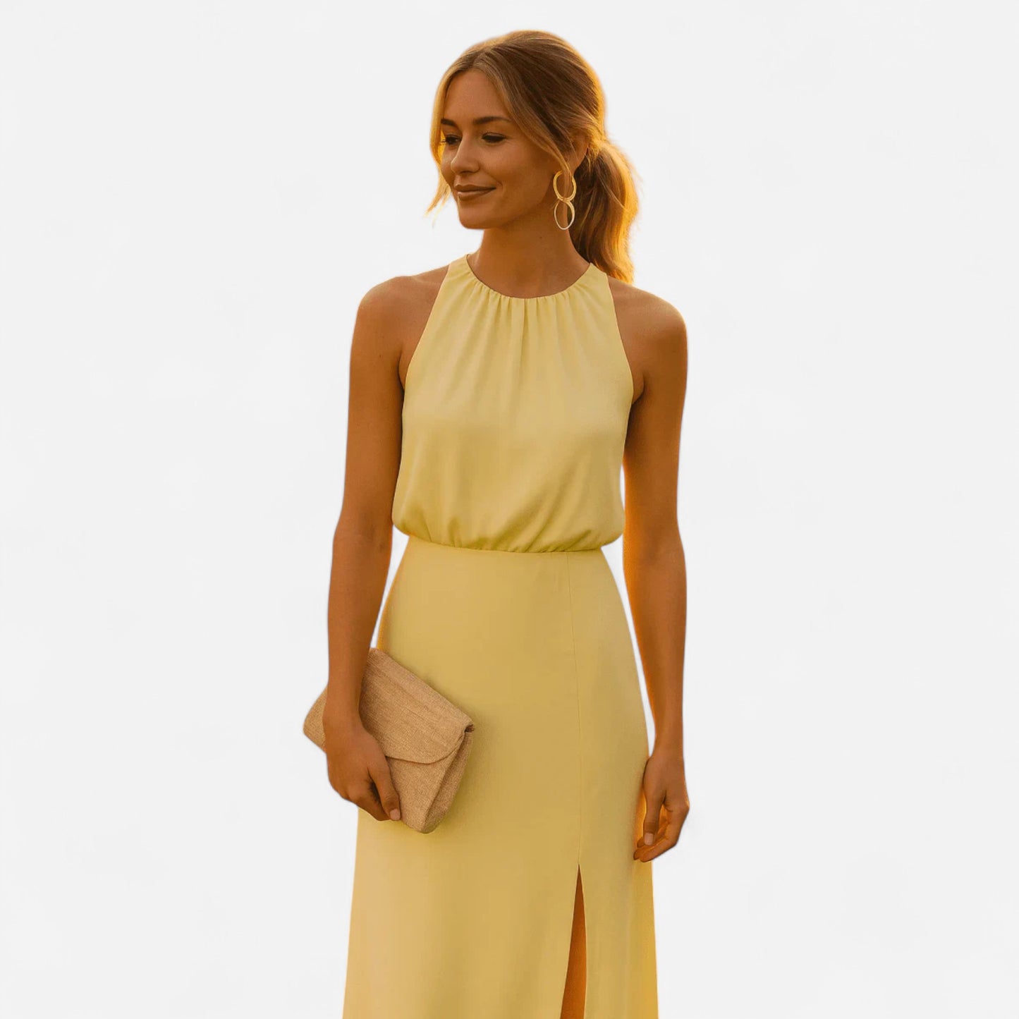 Anavella - Robe Midi d'Été Élégante au Design Fluide et Chic