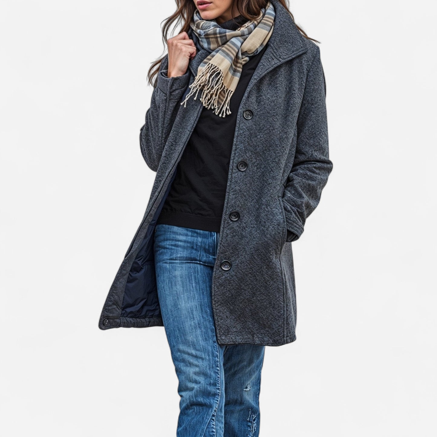 Manteau en Laine Classique - Coupe Ajustée, Style Intemporel
