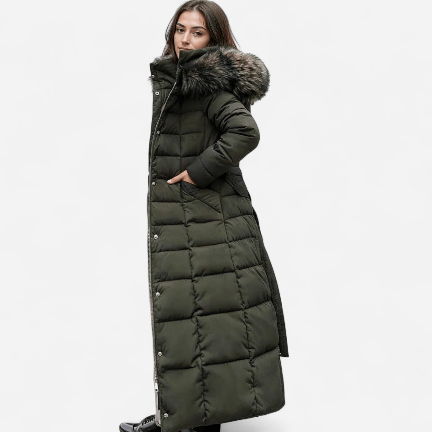 Manteau Puffer Longue - Capuche en Fourrure Synthétique, Ultra-Chaud et Chic pour l'Hiver