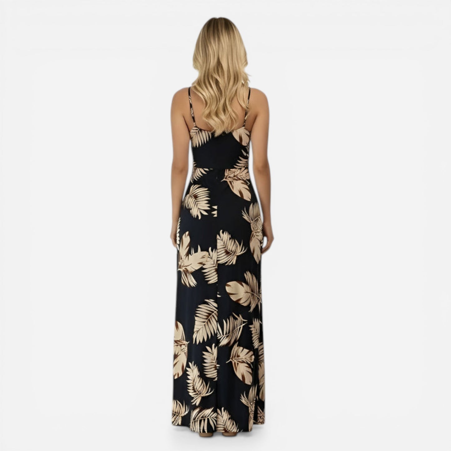 Robe longue élégante pour femme, décolleté en V, fente chic