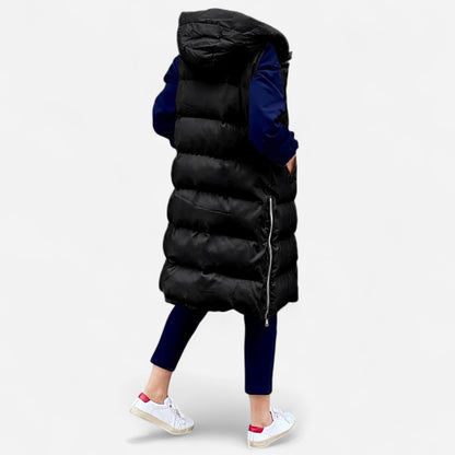 Veste Puffer Longline - Élégance Sans Manches, Légère et Chaleureuse
