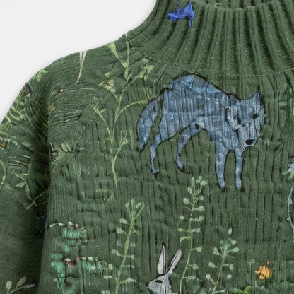 Hana - Pull Tricoté Confortable avec Imprimé Inspiré par la Forêt