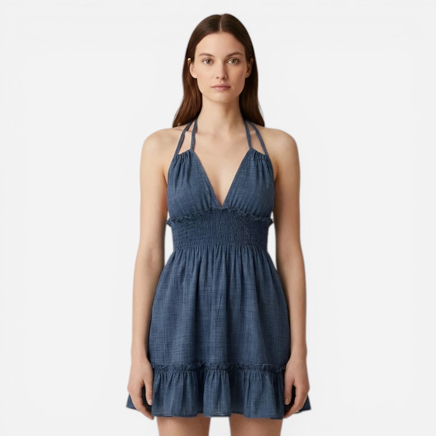 Robe d'été légère pour femme, décolleté en V, bretelles fines