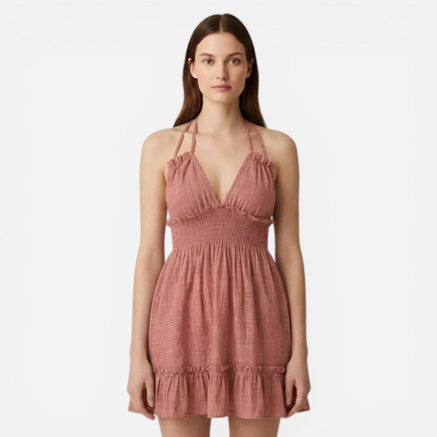 Robe d'été légère pour femme, décolleté en V, bretelles fines