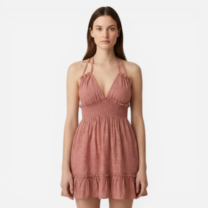 Robe d'été légère pour femme, décolleté en V, bretelles fines