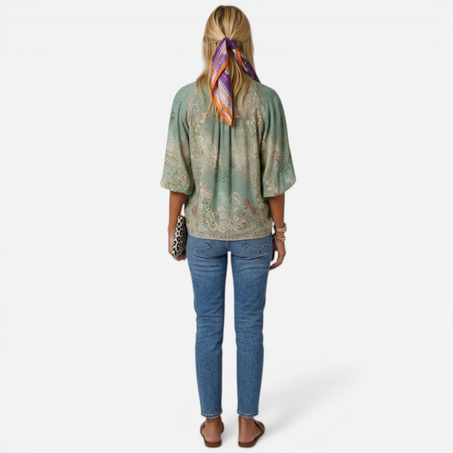 Blouse florale femme à boutons, manches longues, élégante et décontractée