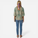 Blouse florale femme à boutons, manches longues, élégante et décontractée