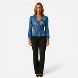 Top Femme V-col Long Manches Ajustée - Élégance et Confort