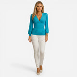 Top Femme V-col Long Manches Ajustée - Élégance et Confort