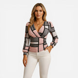 Top Femme V-col Long Manches Ajustée - Élégance et Confort