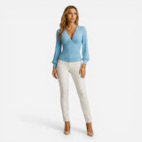 Top Femme V-col Long Manches Ajustée - Élégance et Confort