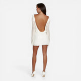 Robe courte élégante à sequins pour femmes, manches longues