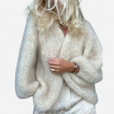 Cardigan en Mohair Luxe - Manches Bouffantes, Doux et Élégant