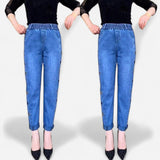 Soraya - Jeans Élastiques Femmes avec Broderie Cœur Chic