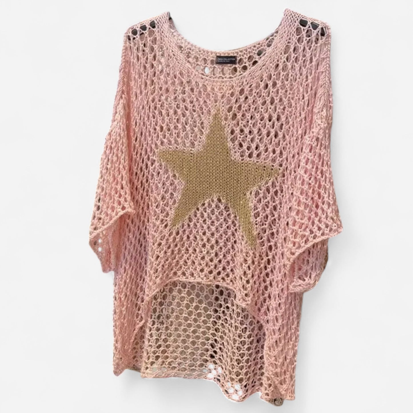Honoria - Haut en Crochet Tricot Réseau Col Rond pour Femme
