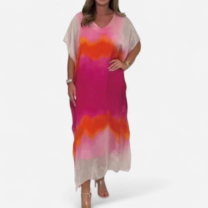 Magalie - Robe en mousseline Dip Dye élégante pour femmes