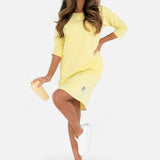 Lieka - Robe Élégante à Col Rond, Manches 3/4 et Poches Pratiques
