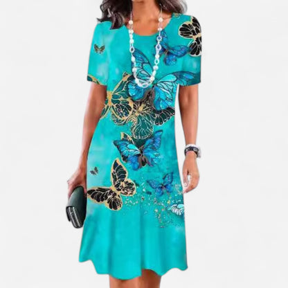 Dalia - Robe Plissée Femme Élégante avec Blocs de Couleurs