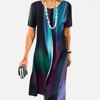Dalia - Robe Plissée Femme Élégante avec Blocs de Couleurs