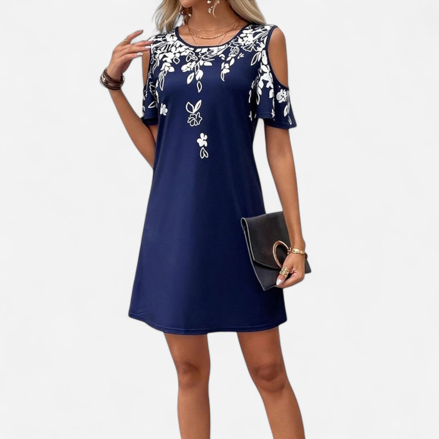 Elanora - Robe à bretelles florale avec manches découpées élégantes