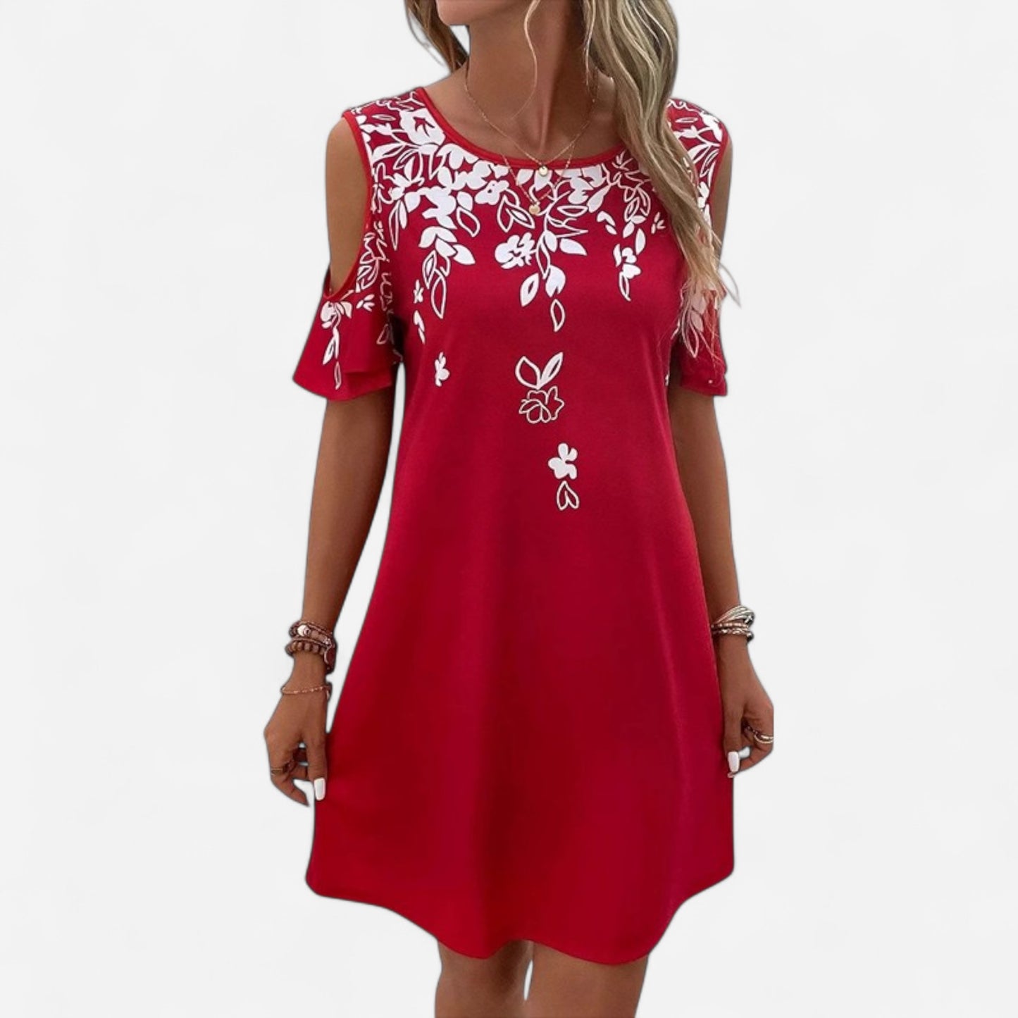 Elanora - Robe à bretelles florale avec manches découpées élégantes